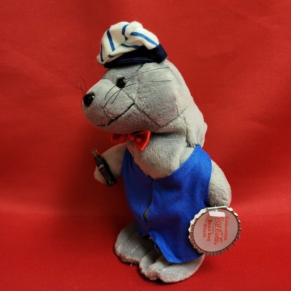 Coca Cola Seal in a Delivery Outfit Bean Bag Plush Seal Rilly Stuffed Toy 1998 - Picture 4 of 14
